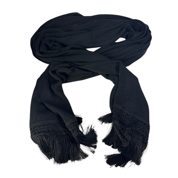 Beautiful Shimmering black scarf with fringes by Luisa Spagnoli